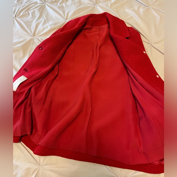 Stunning Vintage Berroco Red Winter Holiday Christmas Coat Size Medium - Picture 6 of 10